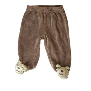Vintage Baby 3 Months Bear Footies Brown Fleece Casual Pants 3M Mos Infant Kids